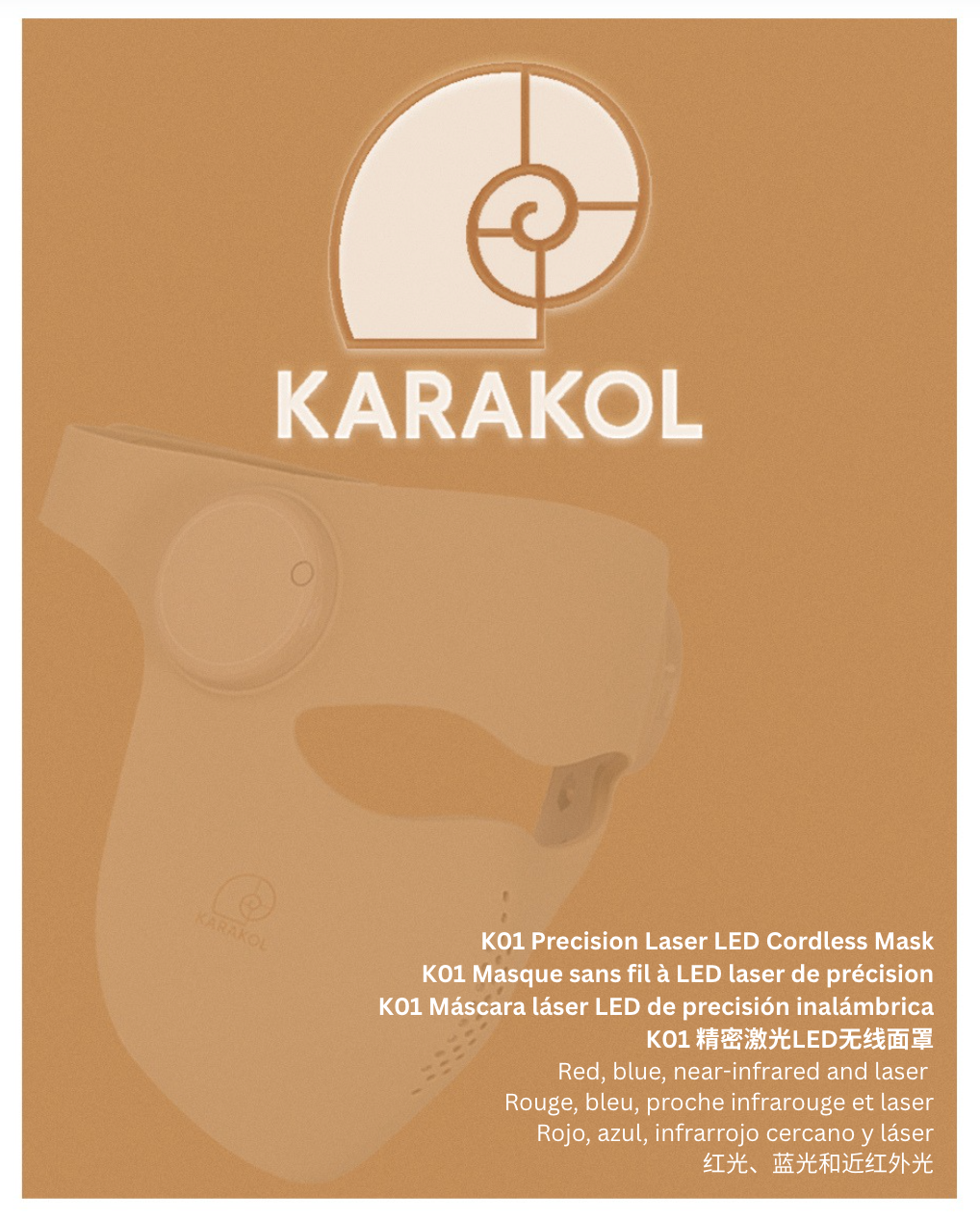 K01 Precision Laser LED Cordless Mask (460nm, 665nm, 850nm, 1064nm)